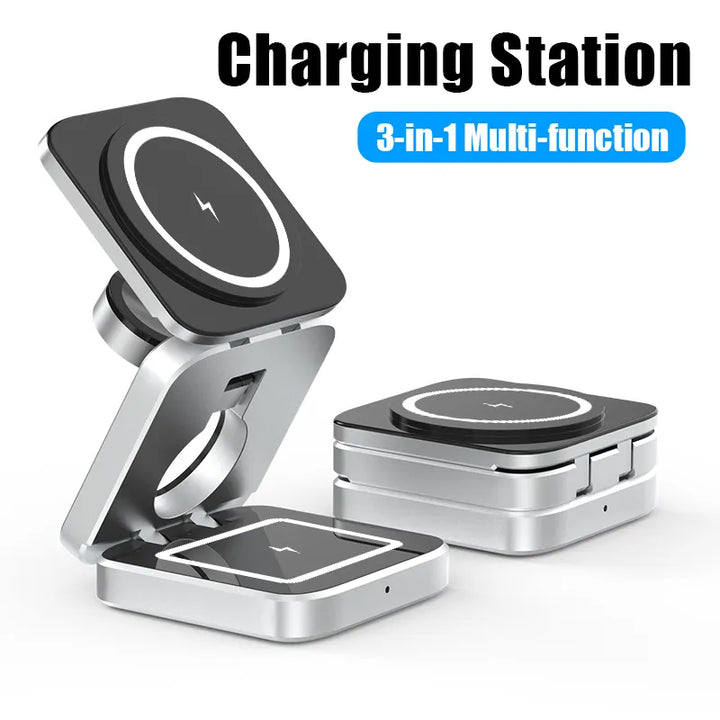 Folding Magnetic Wireless Charging Station for iPhone, AirPods, and Apple Watch
